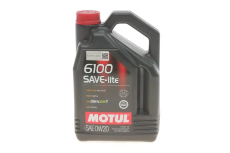 Олива 0W20 SAVE-lite SAE 6100 (4L) (dexos1/Ford 947-A) 108004 заміна на 842050 MOTUL 841250