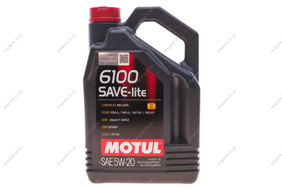 Олива 5W20 6100 Save-lite (4L) (FORD M2C 930A/FORD M2C 945A/GM dexos1/GM 6094M) 108030 заміна на 842150 MOTUL 841350 (фото 1)