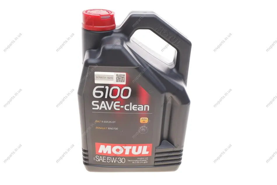Олива 5W30 6100 Save-clean (5L) (FIAT 9.55535-S1/PSA B71 2290) знятий з виробн/заміна на 841751 MOTUL 841651 (фото 1)