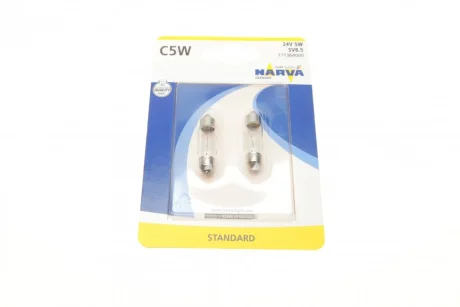 Автолампа C5W 24V 5W SV8.5 (11x35mm) (блістер/к-кт 2шт) NARVA 171364000