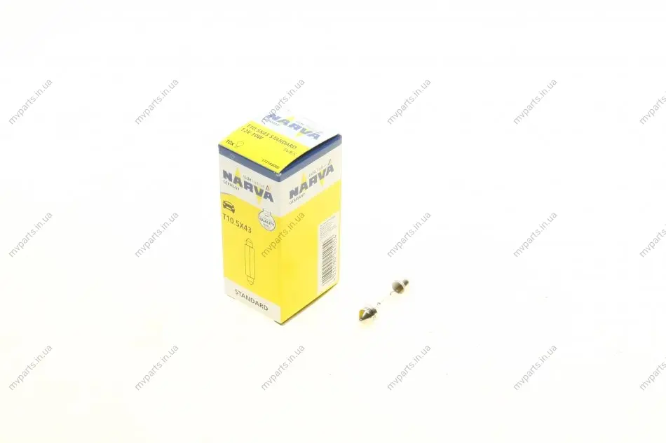 Автолампа C10W 12V 10W SV8.5 Standard (L=41/d=11) NARVA 173143000 (фото 1)