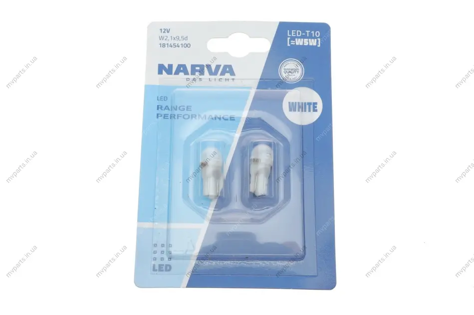 Автолампа W5W 12V 0.36W W2.1x9.5d LED (блістер/к-кт 2 шт.) NARVA 181454100 (фото 1)