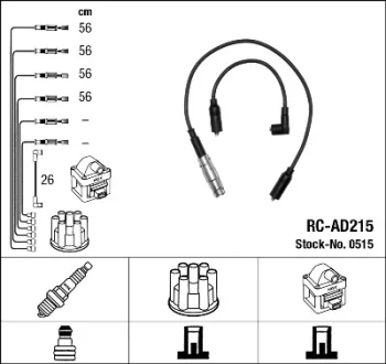 Проводи запалювання (к-кт) Audi A4/VW Passat B5 1.6 94-00 (RC-AD215) NGK 0515