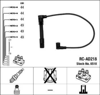 Проводи запалювання (к-кт) Audi A6 2.4/2.8i 97-05 (RC-AD218) NGK 0518