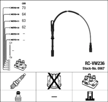 Проводи запалювання (к-кт) VW Golf IV 1.8i 97-05 (RC-VW236) NGK 0967