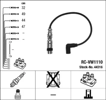 Проводи запалювання (к-кт) VW Caddy 1.2TSI 08- (RC-VW1110) NGK 44316