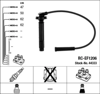 Проводи запалювання (к-кт) Subaru Forester/Legacy 2.0-2.5 96-10 (RC-EF1206) NGK 44333