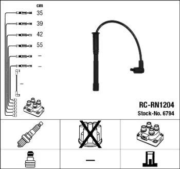 Проводи запалювання (к-кт) Renault Kangoo 1.2 97- (RC-RN1204) NGK 6794