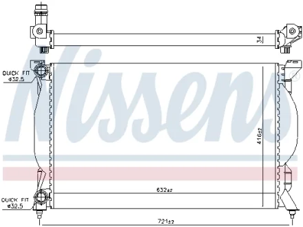Радіатор охолодження AUDI A4/S4 (B6, B7) (00-) 1.6-2.0 (вир-во Nissens) NISSENS 60304A