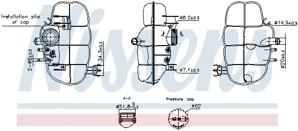 Бачок розширювальний з кришкою OPEL MERIVA (2003) (вир-во Nissens) NISSENS 996237 (фото 1)