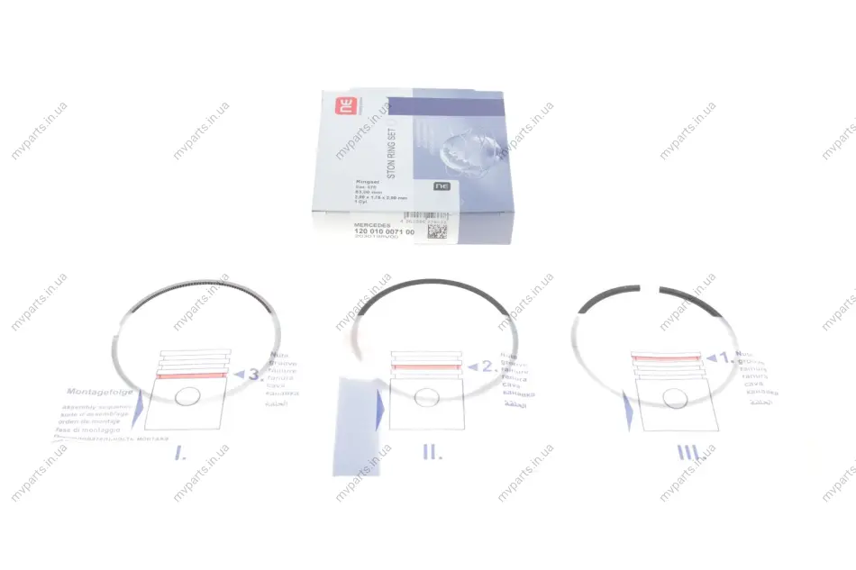 Кільця поршневі MB Sprinter 2.2CDI OM651 (83.00mm/STD) (2-1.75-2) = 8912770000 120 010 0071 00 NPR 120-010-0071-00 (фото 1)