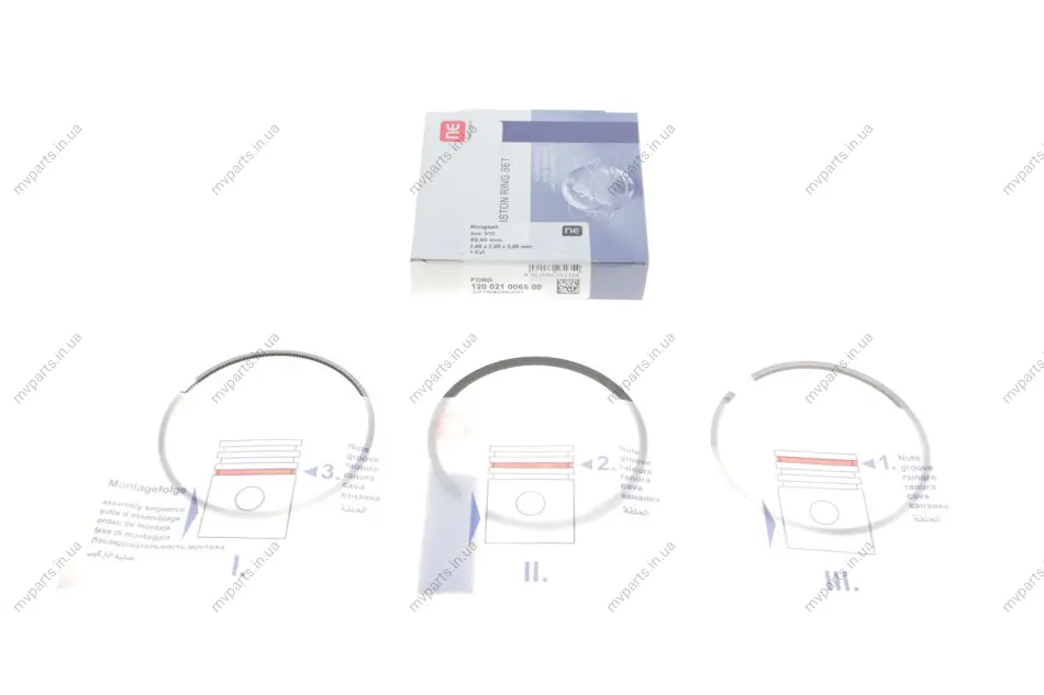 Кільця поршневі Ford Transit 2.4DI 04- (89.90mm/STD) (2-2-2) = 8921690000 120 021 0065 00 NPR 120-021-0065-00 (фото 1)