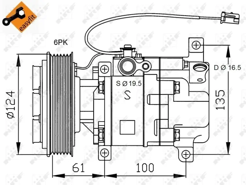 Компресор кондиціонера MAZDA 3 1.6 04- (вир-во) NRF 32233 (фото 1)