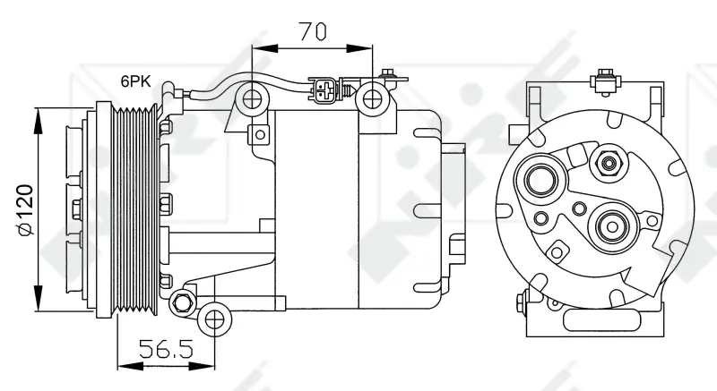 Компресор кондиціонера Ford C-Max/Kuga/Volvo C30/C70/S40/V50 2.0D 03-12 NRF 32250 (фото 1)