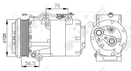 Компресор кондиціонера Ford C-Max/Kuga/Volvo C30/C70/S40/V50 2.0D 03-12 NRF 32250