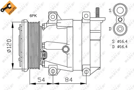 Компресор кондиціонера Chevrolet Lacetti/Nubira 1.4-1.8i 05-11 NRF 32484