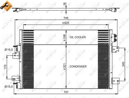 Радіатор кондиціонера Jeep Compass/Patriot 2.0/2.4 06-/Dodge Avenger 2.4/2.7 07-14 NRF 350031