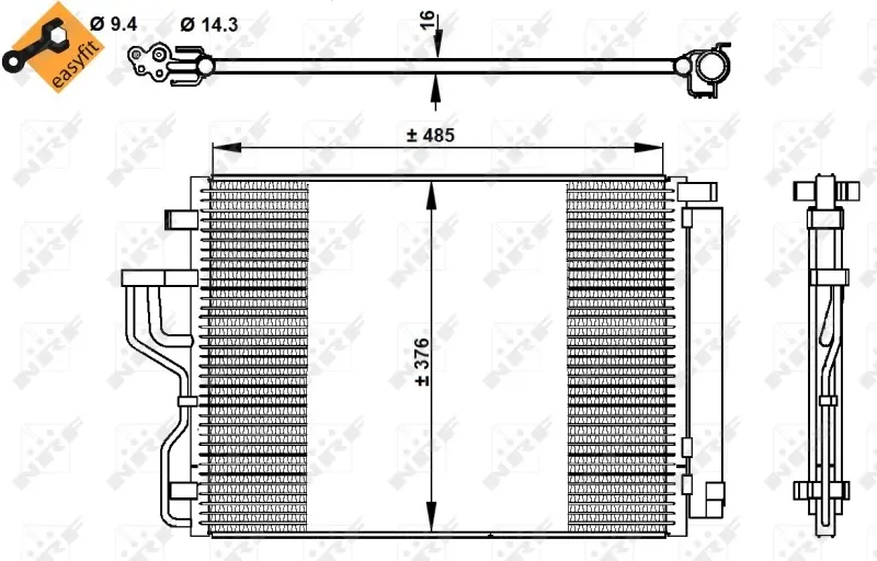 Радіатор кондиціонера (з осушувачем) Hyundai ix35 2.0 CRDi 09- NRF 350334 (фото 1)