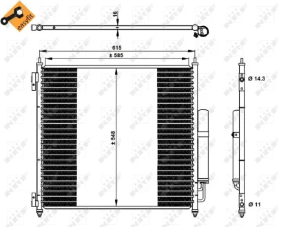 Радіатор кондиціонера (з осушувачем) Land Rover Defender/Discovery/Range 3.0-5.0 12- NRF 350336