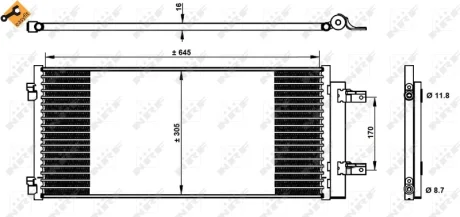 Радіатор кондиціонера (з осушувачем) Opel Astra K 1.0-1.6/1.6D 15- NRF 350338