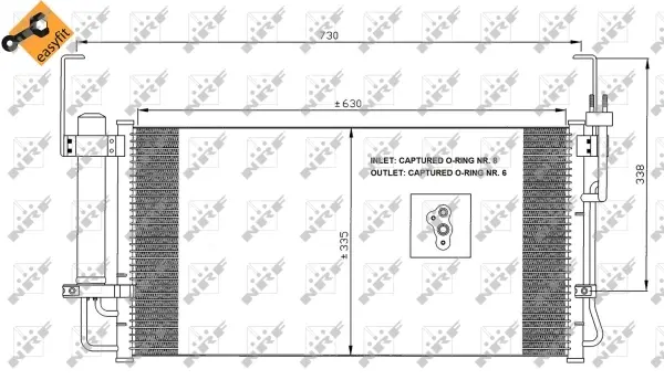 Радіатор кондиціонера (з осушувачем) Hyundai Santa Fe 2.0CRDi/2.4 01-06 NRF 35429 (фото 1)