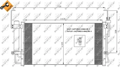 Радіатор кондиціонера (з осушувачем) Hyundai Santa Fe 2.0CRDi/2.4 01-06 NRF 35429