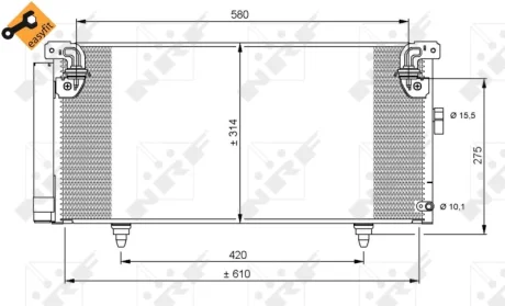 Радіатор кондиціонера Subaru Legacy/Outback 2.0-3.0 03-09 NRF 35868