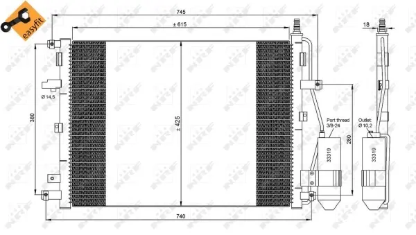Радіатор кондиціонера (з осушувачем) Volvo XC90 02-14 NRF 35876 (фото 1)