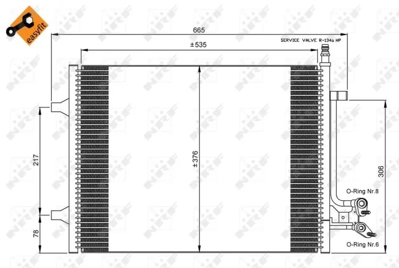 Радіатор кондиціонера Ford Fiesta 04-08/Fusion 1.6TDCi 04-12 NRF 35904 (фото 1)