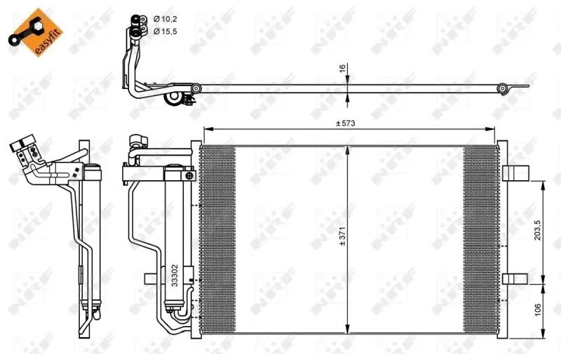 Радіатор кондиціонера Mazda 3 1.6-2.0MZR/2.3MPS T 08-14 NRF 35922 (фото 1)