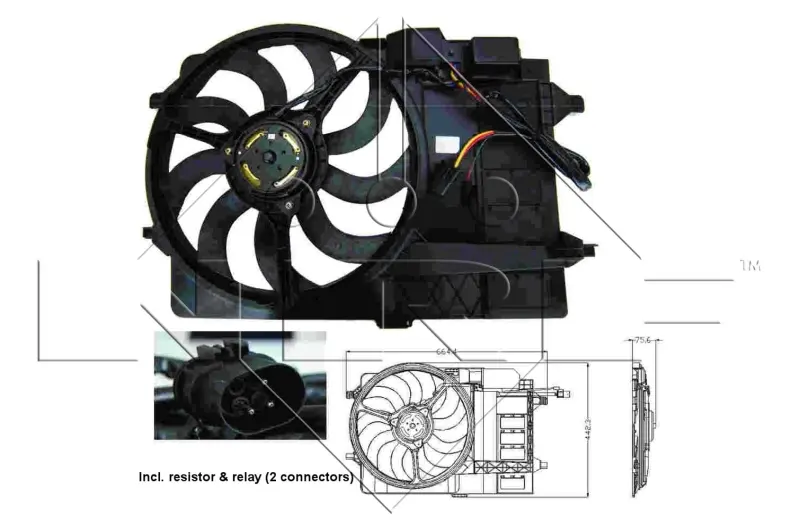 Вентилятор радіатора Mini Cooper/One 1.6 01-06 (з дифузором) NRF 47302 (фото 1)