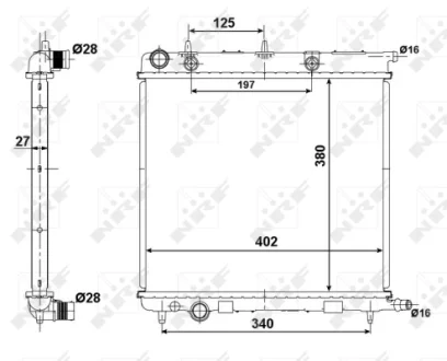 Радіатор охолодження Citroen C2/C3/Peugeot 1007/207 1.1-1.6 03- NRF 50439