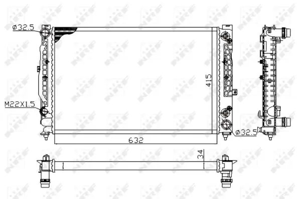 Радіатор охолодження Audi A4/A6/VW Passat 2.5TDI 00-05 (Економ-клас) NRF 519504A (фото 1)