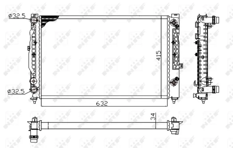 Радіатор охолодження Audi A4/A6/VW Passat 94-05 (Економ-клас) NRF 529504A (фото 1)