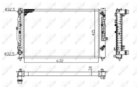 Радіатор охолодження Audi A4/A6/VW Passat 94-05 (Економ-клас) NRF 529504A