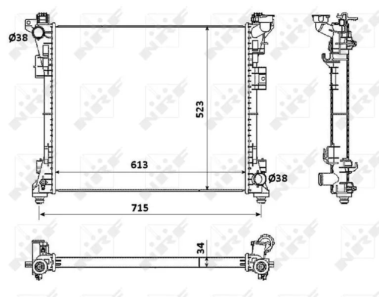 Радіатор охолодження Chrysler Grand Voyager 3.3-4.0 07- NRF 53900 (фото 1)