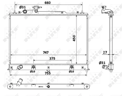 Радіатор охолодження Mazda CX-7 2.3 07-13 NRF 53904