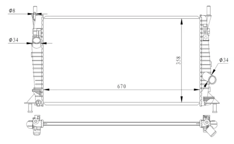 Радіатор охолодження Ford Focus 04-/Mazda 3 03-/Volvo C30/C70/S40/V50 04- NRF 550014