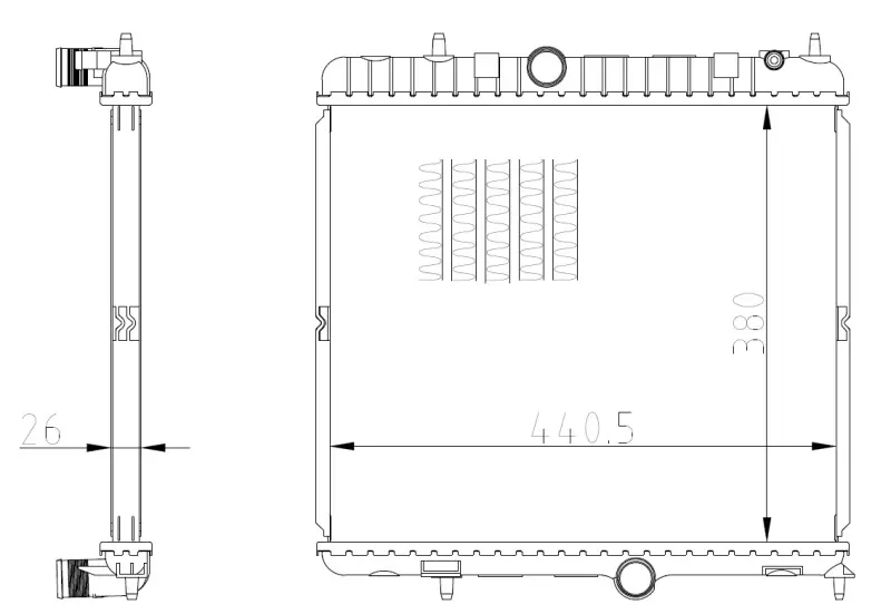 Радіатор охолодження Citroen DS5 11-/Peugeot 3008 I 2.0 HDi 09- (МКПП) NRF 550021 (фото 1)