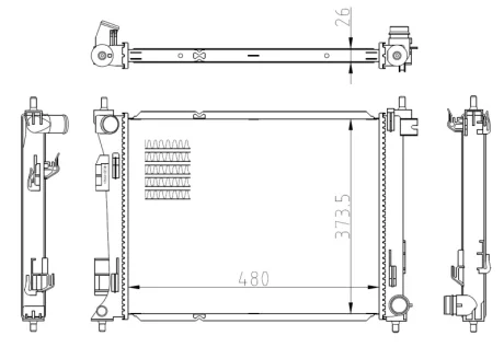 Радіатор охолодження Kia Rio 1.25-1.4/1.0-1.4 CRDi/T-GDi 17- (МКПП) NRF 550039