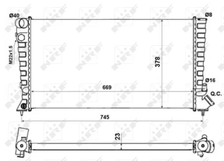 Радіатор охолодження Citroen Berlingo/Peugeot Partner 1.8D/1.9D 96- (-AC) (Економ-клас) NRF 58189A