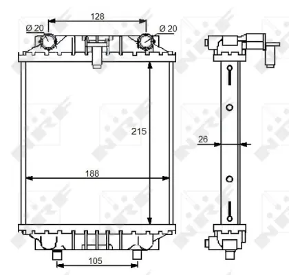 Радіатор охолодження Audi A1/A3/Seat Leon/Skoda Superb/VW Golf/Passat 2.0 12- NRF 59125 (фото 1)