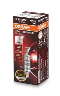 Лампа фарна H1 12V 55W P14,5s NIGHT BREAKER SILVER (+100) (вир-во) OSRAM 64150NBS (фото 1)