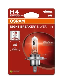 Лампа фарна H4 12V 60/55W P43t NIGHT BREAKER SILVER (+100) blister (вир-во) OSRAM 64193NBS-1BL