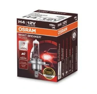 Лампа фарна H4 12V 60/55W P43t NIGHT BREAKER SILVER (+100) (вир-во) OSRAM 64193NBS
