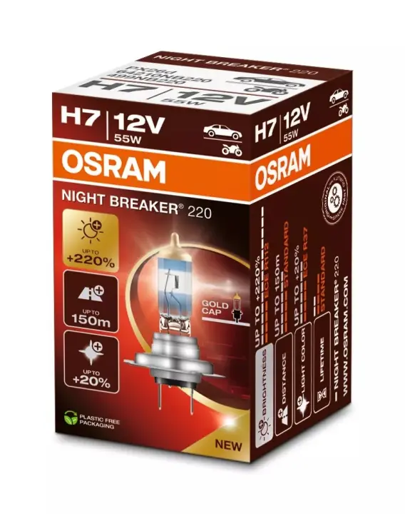 Лампа фарна H7 12V 55W PX26d NIGHT BREAKER (+220%) 1шт. (вир-во) OSRAM 64210NB220 (фото 1)