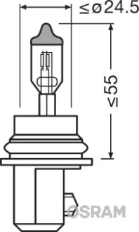 Лампа фарна Hb5 12v 65/55w Px29t (вир-во) OSRAM 9007