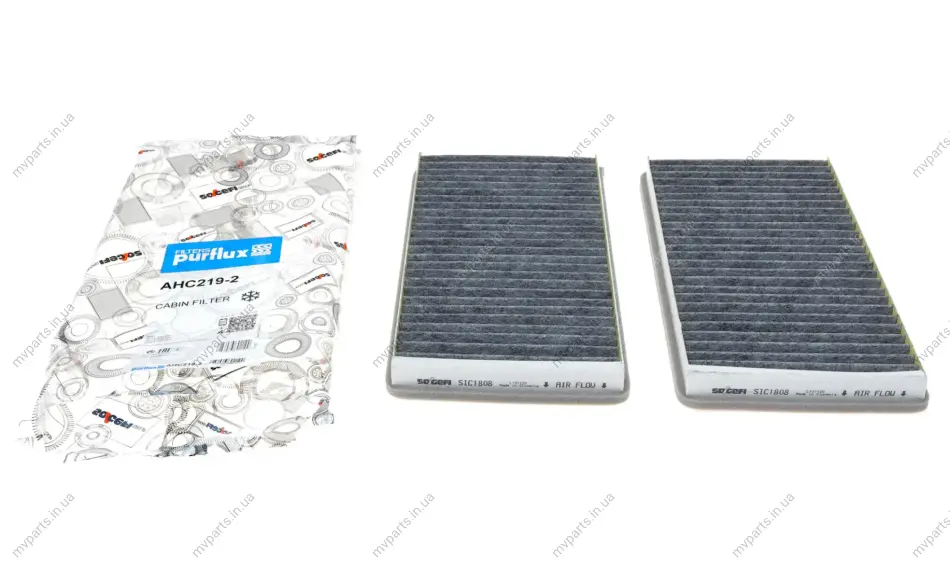 Фільтр салону BMW 5 (E60) 3.0D 01- (вугільний) (к-кт 2 шт.) PURFLUX Purflux AHC219-2 (фото 1)