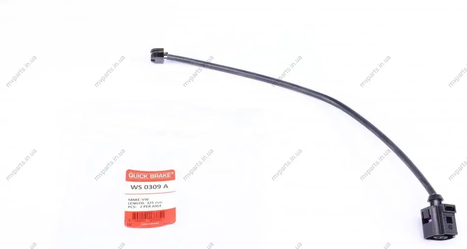 Датчик зносу гальмівних колодок (передніх) VW Touareg 3.0-4.2 10- (L=325mm) К-кт 2 шт. WS 0309 A QUICK BRAKE WS-0309-A (фото 1)