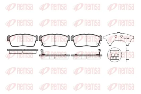 Колодка гальм. диск. DAIHATSU CHARADE 1.0 03-, CUORE VII 03-, TREVIS 06 - передн. (вир-во) REMSA 0724-02
